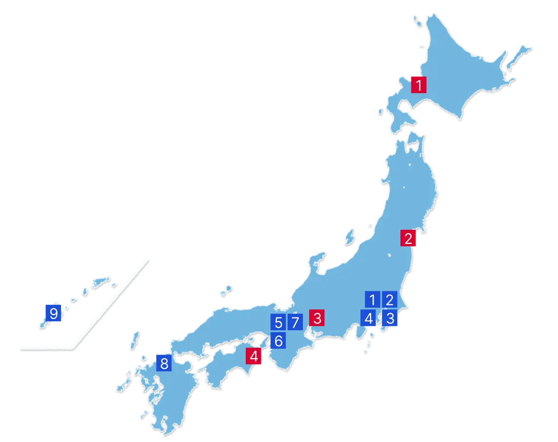 日本におけるフランス語圏文化ネットワークの地図